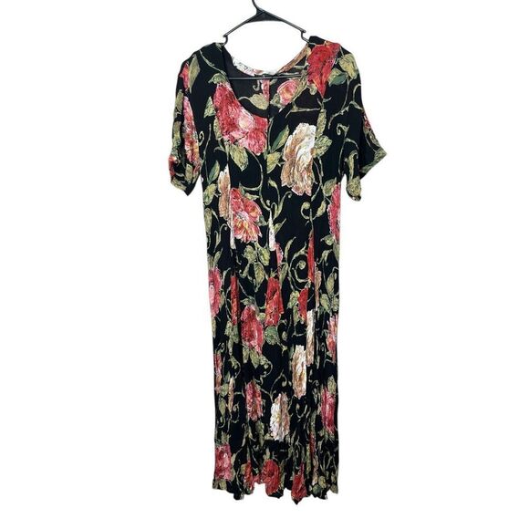 Vintage Nostalgia 90s Floral Print Midi Dress Size M - Picture 1 of 7